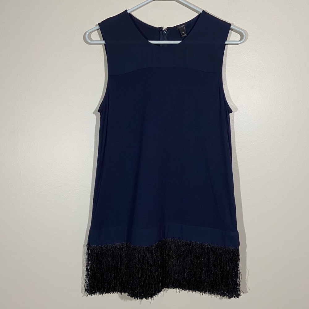 J Crew Dark Navy Fringe Hem Sleeveless Top XS